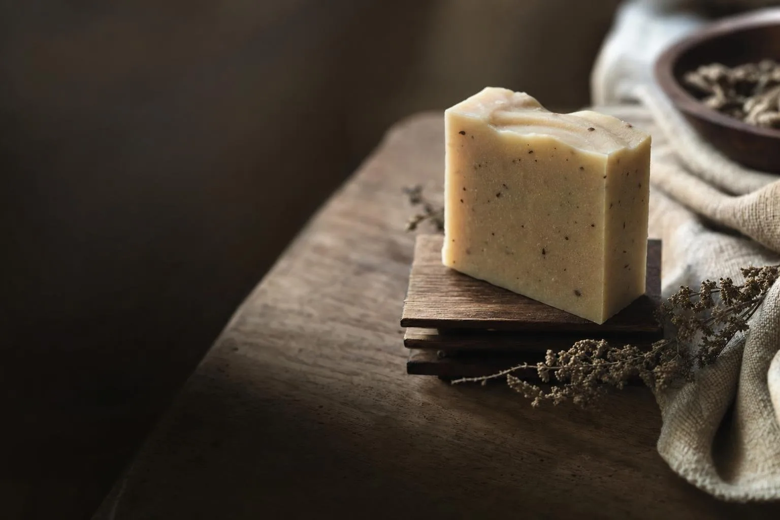 Cold-Process Bar Soap on a table